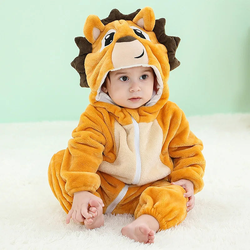 Combinaison pyjama bébé flanelle cartoon - grenouillère licorne/lapin/dinosaure animal