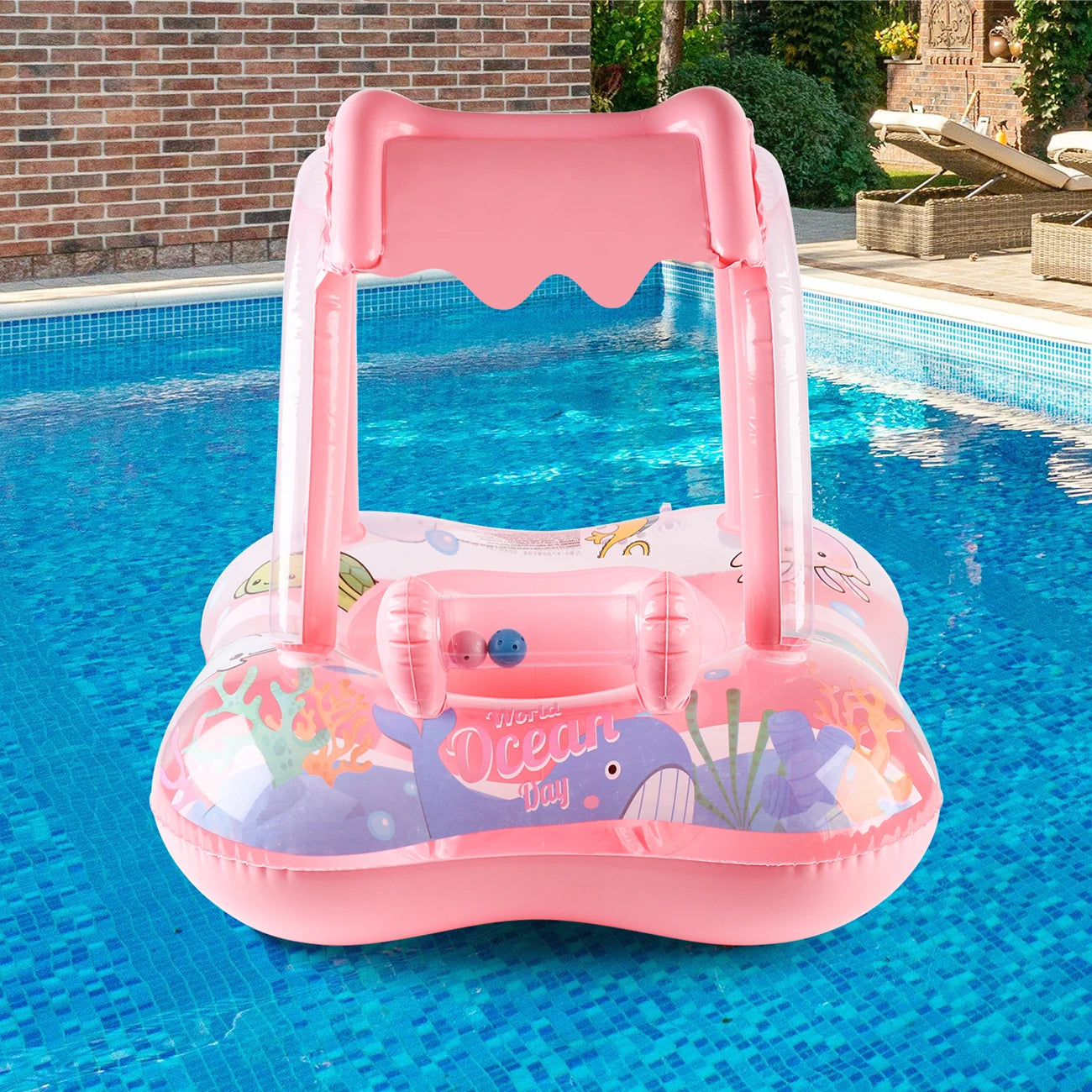 Bouée bébé avec auvent anti-UV siège flottant piscine — Bouni