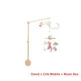 Mobile lit bébé bois feutrine ours cartoon - carillon musical avec support berceau