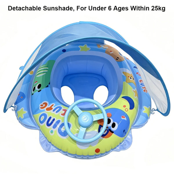 Bouée siège bébé bleue avec pare-soleil | Mybooni