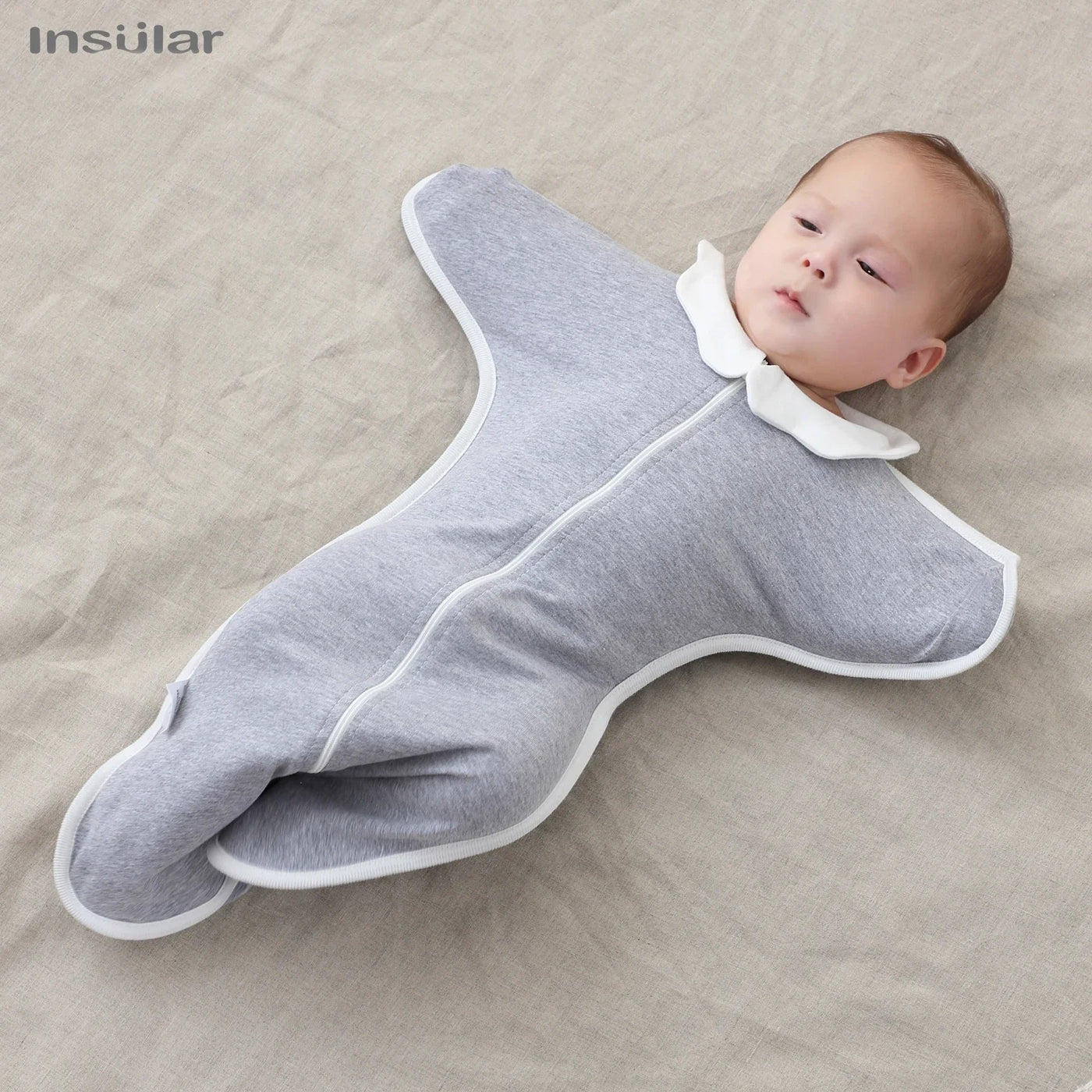 Gigoteuse anti-sursaut bébé Mybooni — Turbulette emmaillotage coton mains relevées