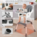 Chaise haute bébé convertible portable double plateau et barre jouets