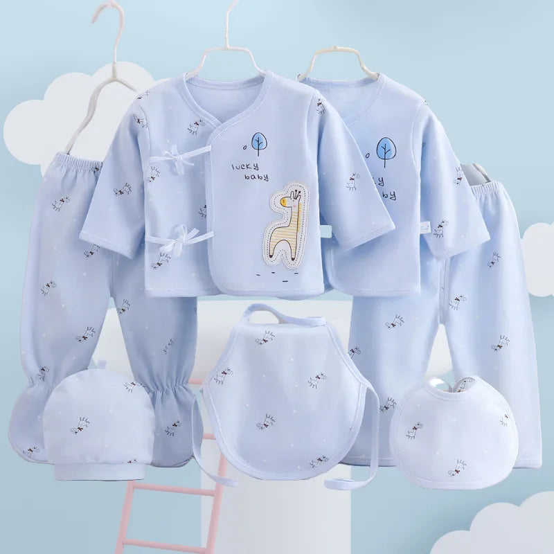 Coffret vêtements bébé 7 pièces printemps Bouni — T-shirts, pantalon et bonnet coton