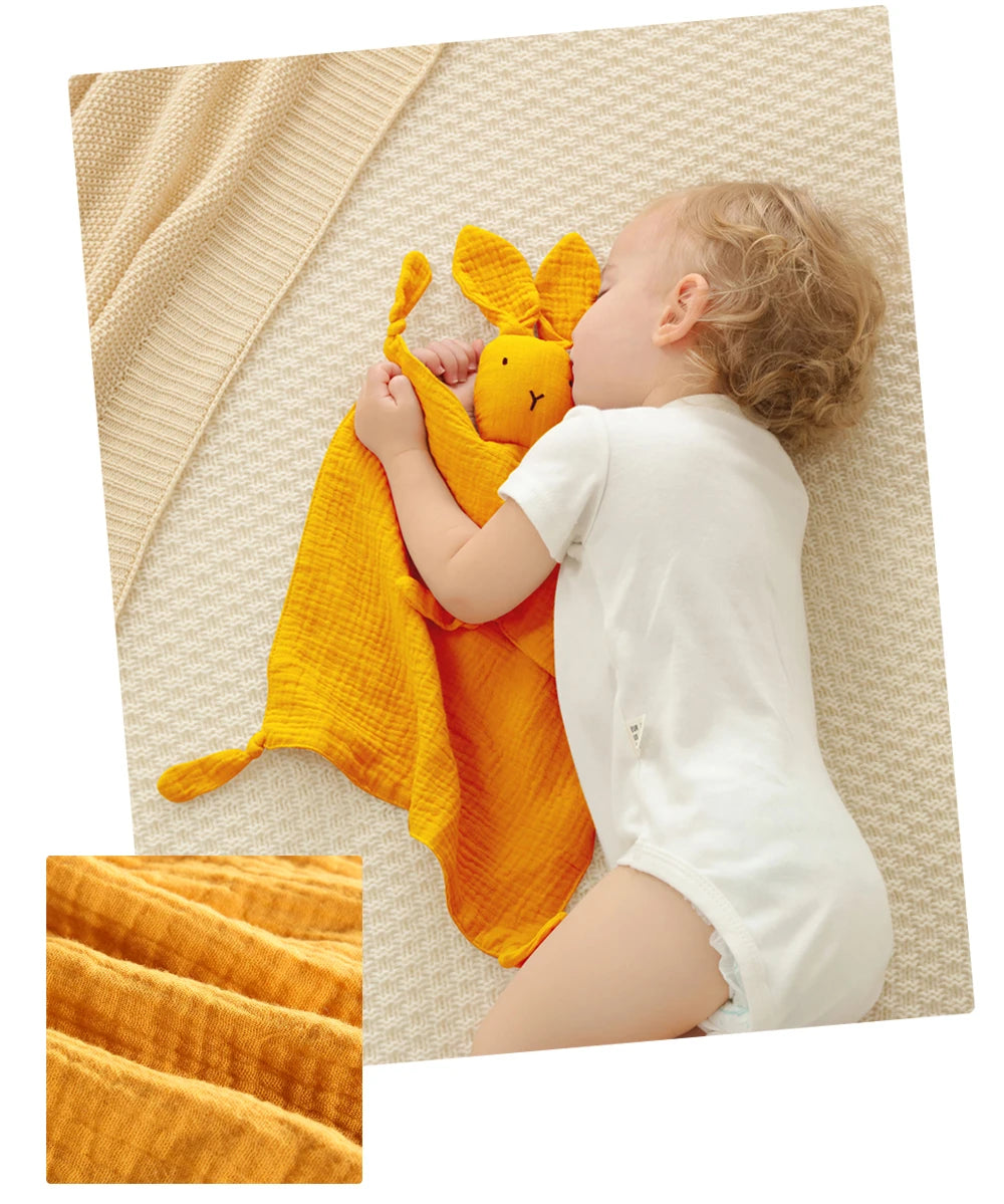 Serviette confort bébé mousseline coton - doudou bandana nouveau-né jouet éveil apaisement sommeil