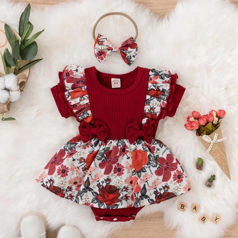 Robe bébé fille à nœud rayée Mybooni — Coton été nouveau-né