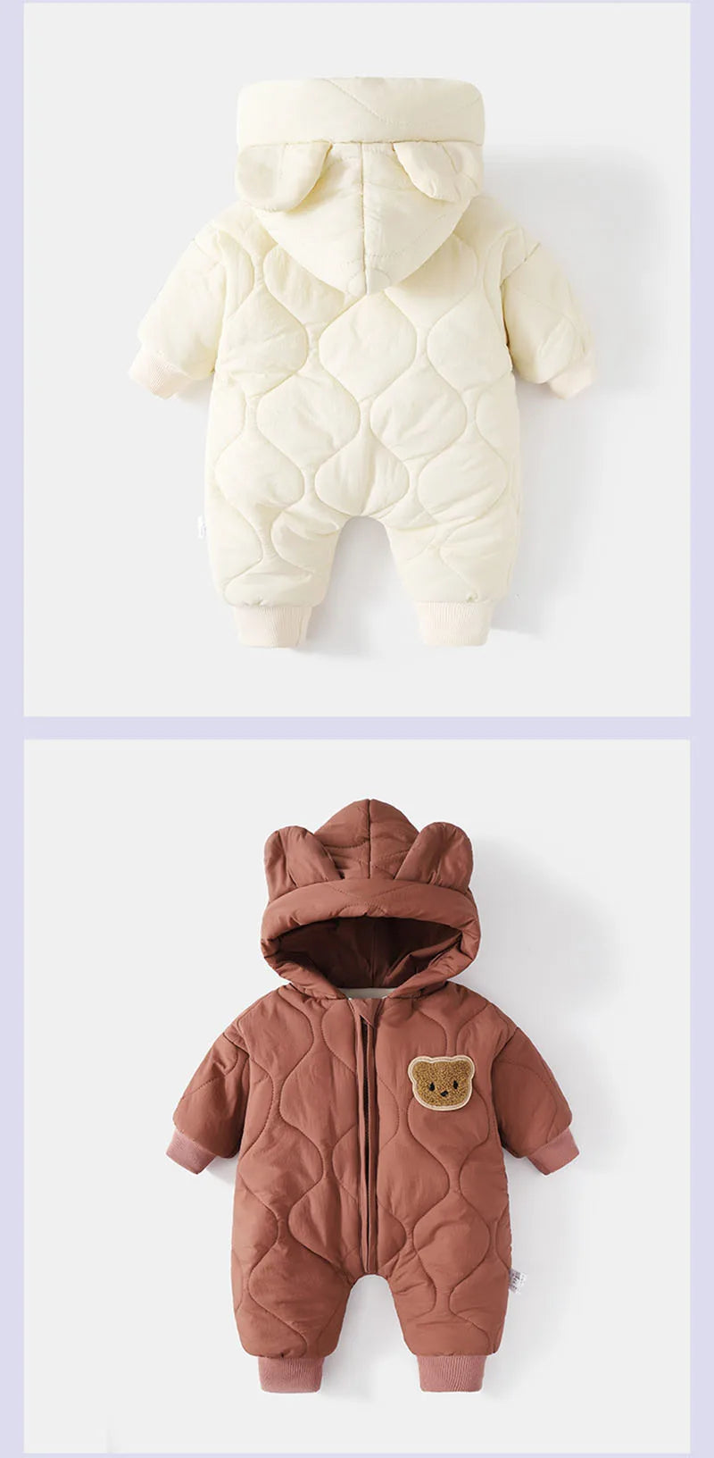 Combinaison hiver bébé fourrure intérieure - grenouillère ourson chaud 0-12 mois